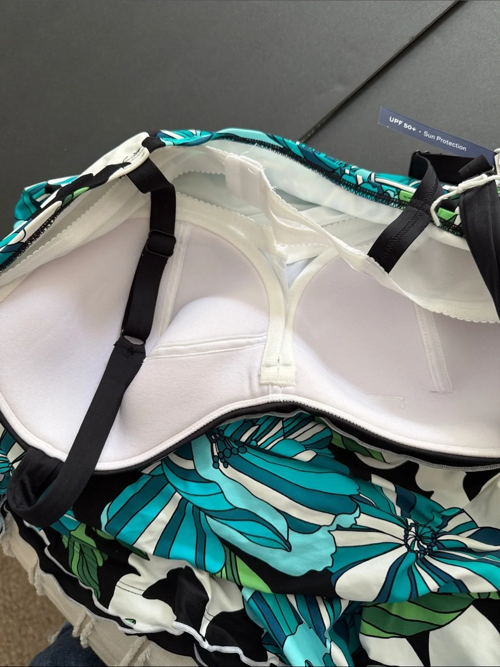 Beach House One-Piece Swim suit Teal, Green & Black Floral